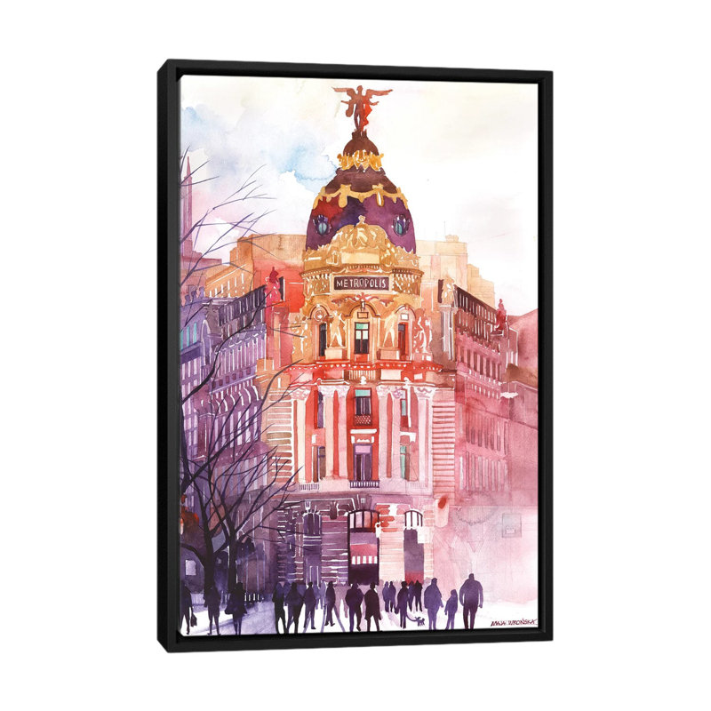 " Madrid " by Maja Wronska, Black Framed Canvas, No Mat, 48" H x 32" W x 1.5" D