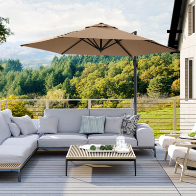 Parasol de patio en porte-à-faux décalé 9 pi avec dessus ventilé pour piscine