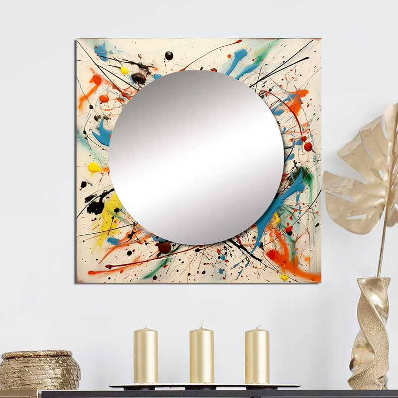 Eloyse - Grand miroir carré abstrait à collage mural, 23 po x 23 po