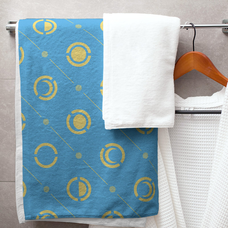 Serviette de bain Classic, Bleu sarcelle/jaune