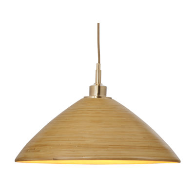 Spun 1-Light Natural Bamboo Pendant, Large