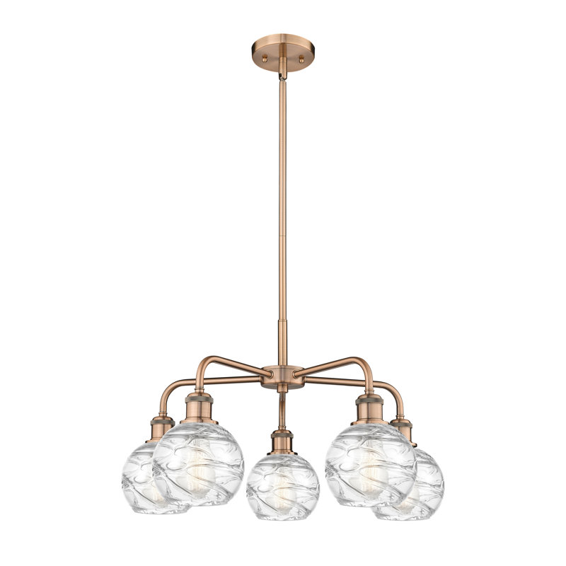 Lustre sphérique à 5 lumières en acier à intensité variable Essex, H 14,13 po x l 23,88 po x P 23,88 po, Cuivre antique