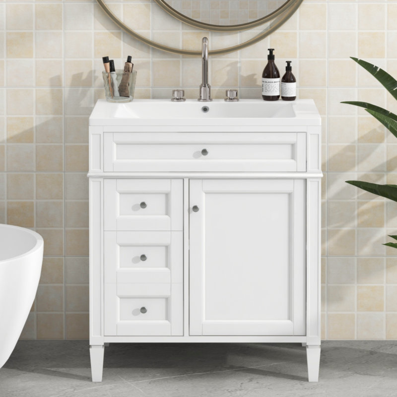 30'' Single Bathroom Vanity with MDF Top, White