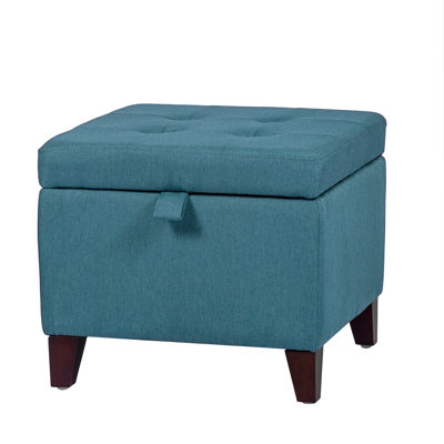 Banc ottoman de rangement en lin rembourré de 45 cm avec espace de rangement dissimulé pour salon