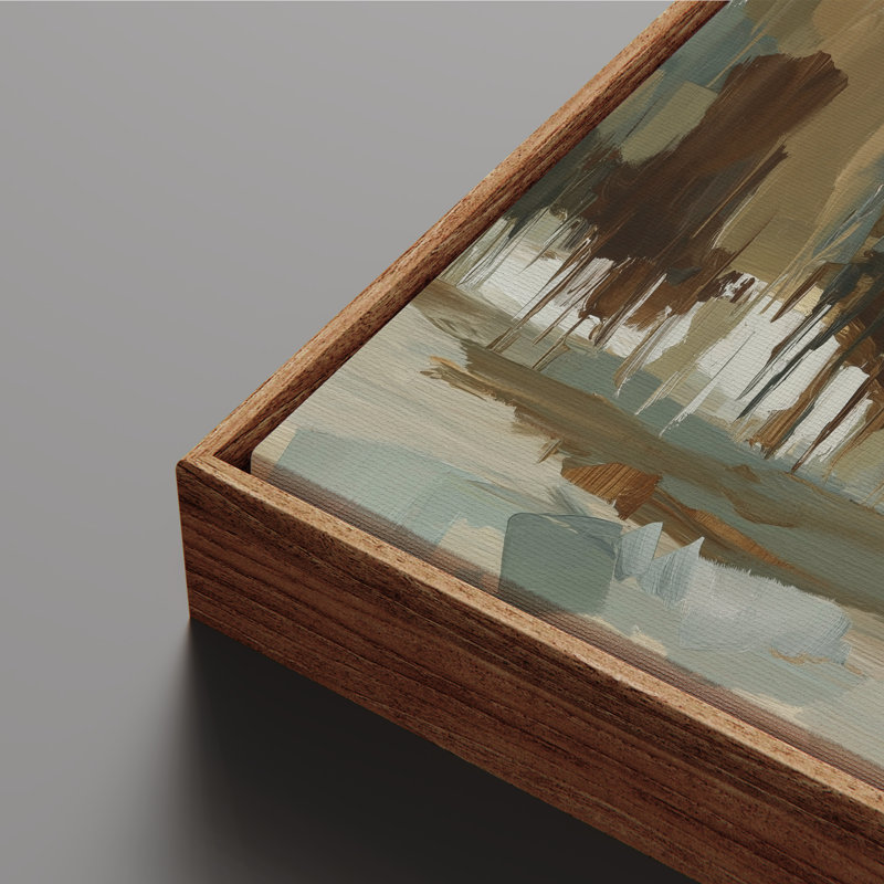 Art mural sur toile encadrée - Arbres abstraits et paysage, H 24 po x l 36 po, Naturel