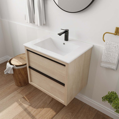Meuble-lavabo simple mural 24 po avec comptoir en céramique Mylarose