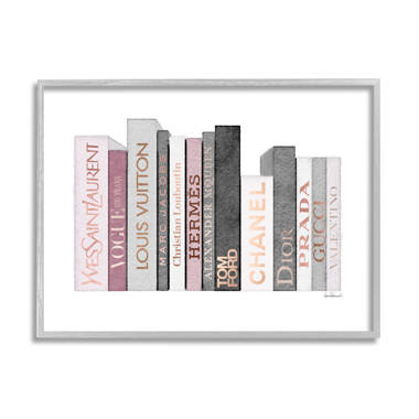 Stupell Industries Fashion Designer Bookstack Pink Grey Watercolor Gray Framed Art Print Wall Art, 16x20, by Amanda Greenwood