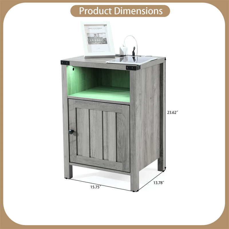 Table de chevet Tamworth, gris