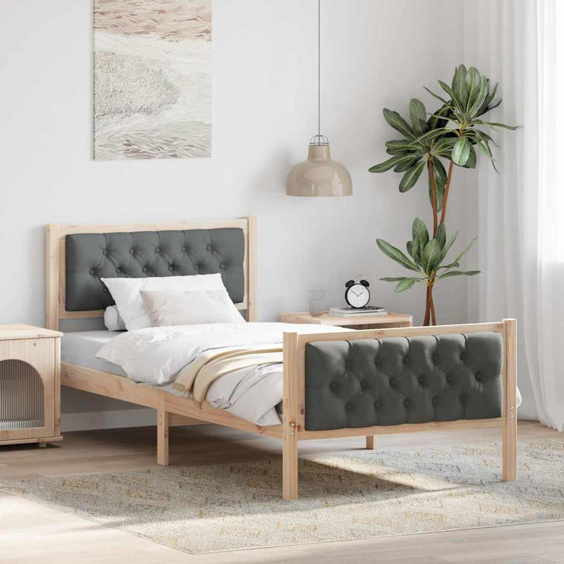Bed, European Single (90 x 200 cm), Natural/Dark Grey