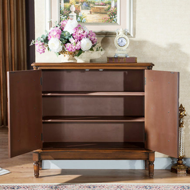 Double-Door Three-Tier Entryway Accent Cabinet