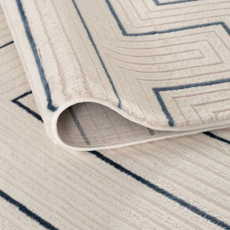 Carmel Modern Geometric Cream/Navy Area Rug, Rectangle 200 x 290 cm