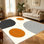 Tapis à motif géométrique abstrait et minimaliste de 1 pièce à motif géométrique incurvé pour salon, doux et confortable, adapté à toutes les saisons, facile à entretenir et lavable à la machine