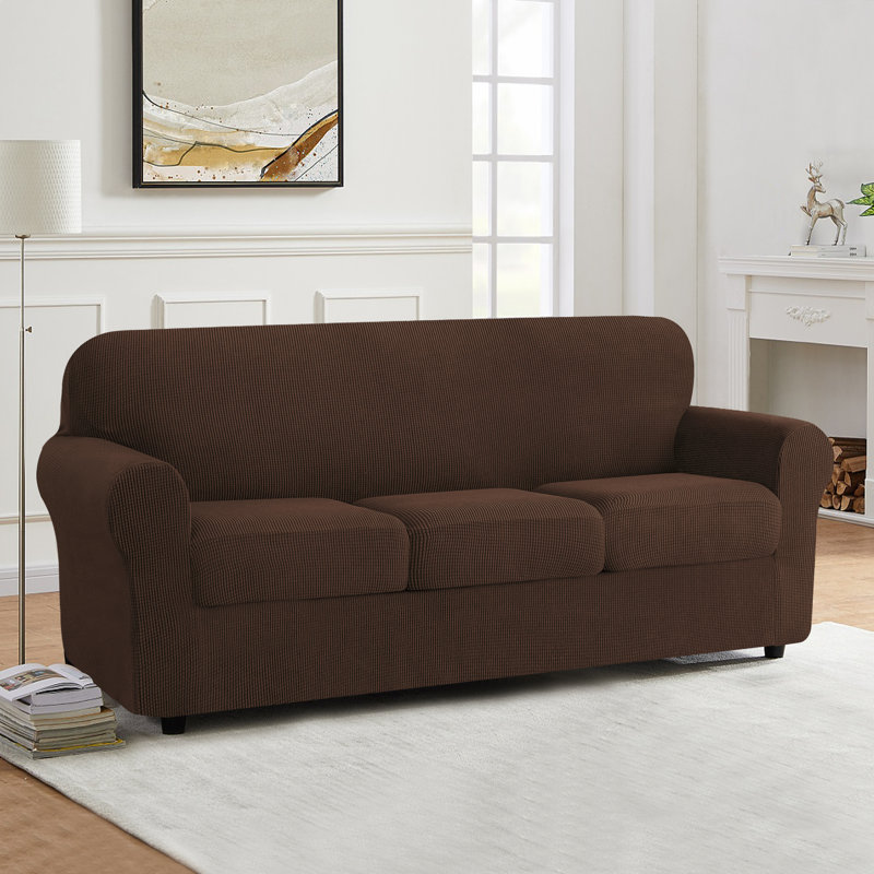 Box Cushion Sofa Slipcover, Chocolate