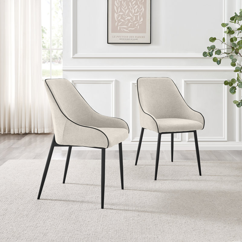 Ophelia Luxury Fabric Upholstered Dining Chair with Metal Legs, Cream