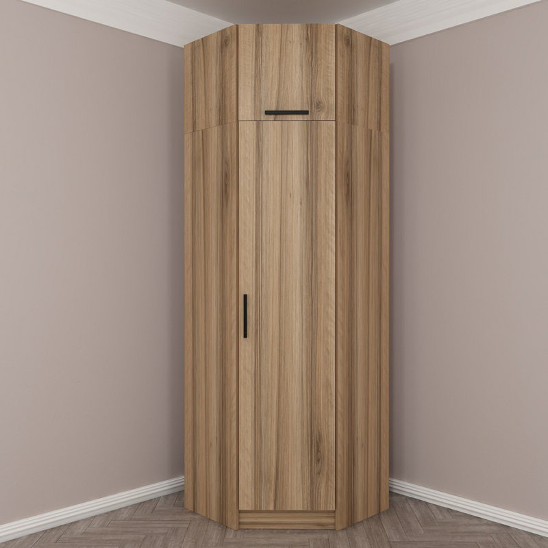 Armoire traditionnelle au fini chêne, 29,1 po x 92,5 po x 20,5 po | 100% panneau de particules enduit de mélamine, épaisseur: 0,7 pouce | Solution de rangement élégante pour la chambre à coucher et le salon, design durable et élégant