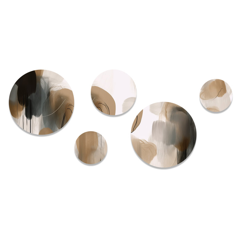 Abstract Shapes II Brown and White Metal Wall Art Set