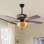 Ventilateur de plafond 52 "avec abat-jour en verre coloré Tiffany
