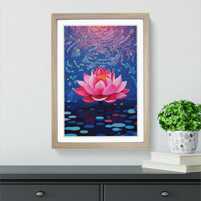 XYZ-FRM-V1223-4343 Lotus Flower Op - Single Picture Frame Print on Wood