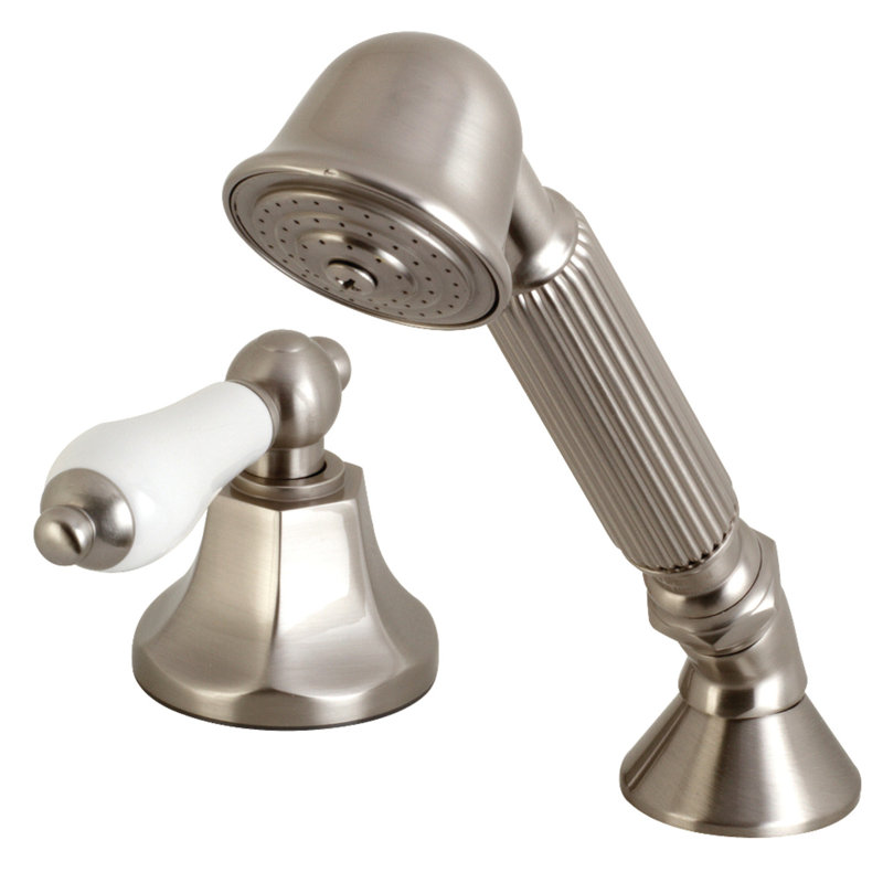 Kingston Brass Deck Mount Hand Shower with Diverter for Roman Tub Faucet, Brushed Nickel
