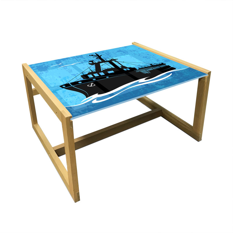 Table basse de style nautique bleu East Urban Home, H 15,75 po x L 29,13 po x l 24,4 po