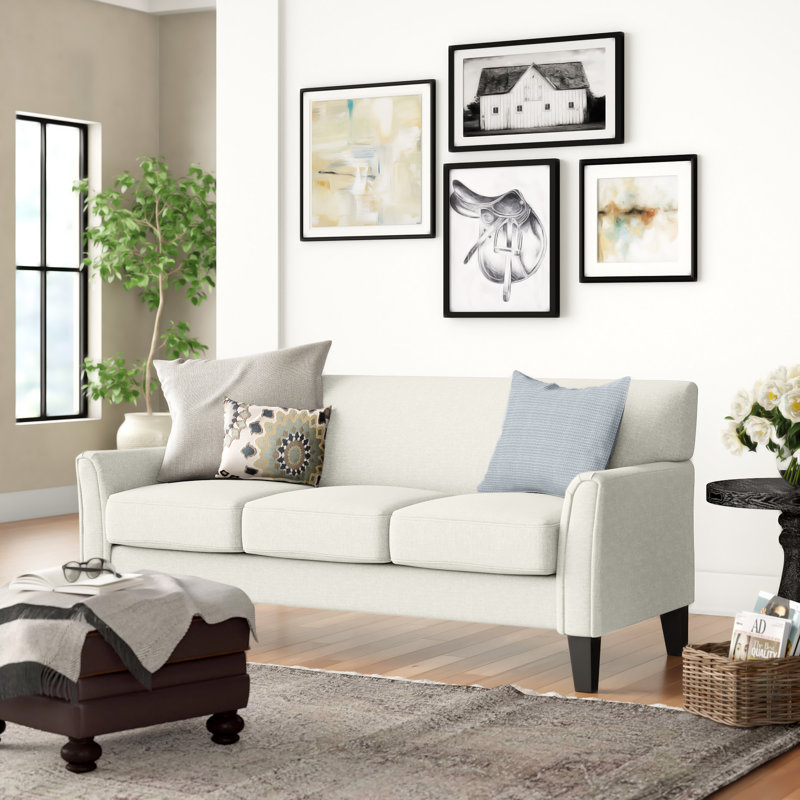 Abarca Upholstered 76.5'' Sofa, Cream White