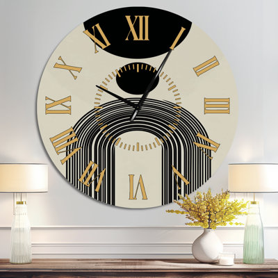 Horloge murale ronde moderne en métal Vintage Black Vortex I