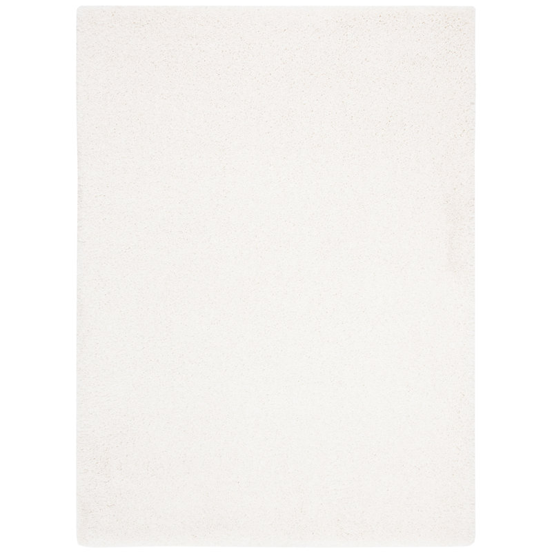 Solid Colour Machine Woven Polypropylene Area Rug in Cream, Rectangle 6'7" x 9'