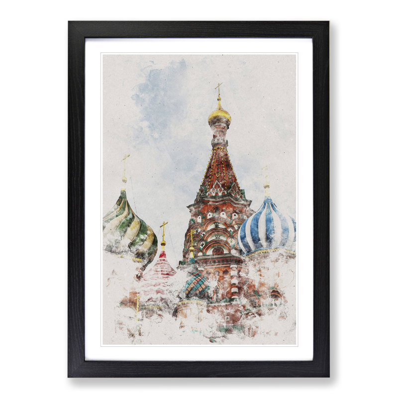 The St Basils Cathedral Russia - Picture Frame Graphic Art, Black Framed, 90cm H x 65cm W x 2cm D