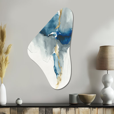 «Sunshine Through The Clouds III» - Art mural asymétrique en forme de Boomerang à encre liquide abstraite