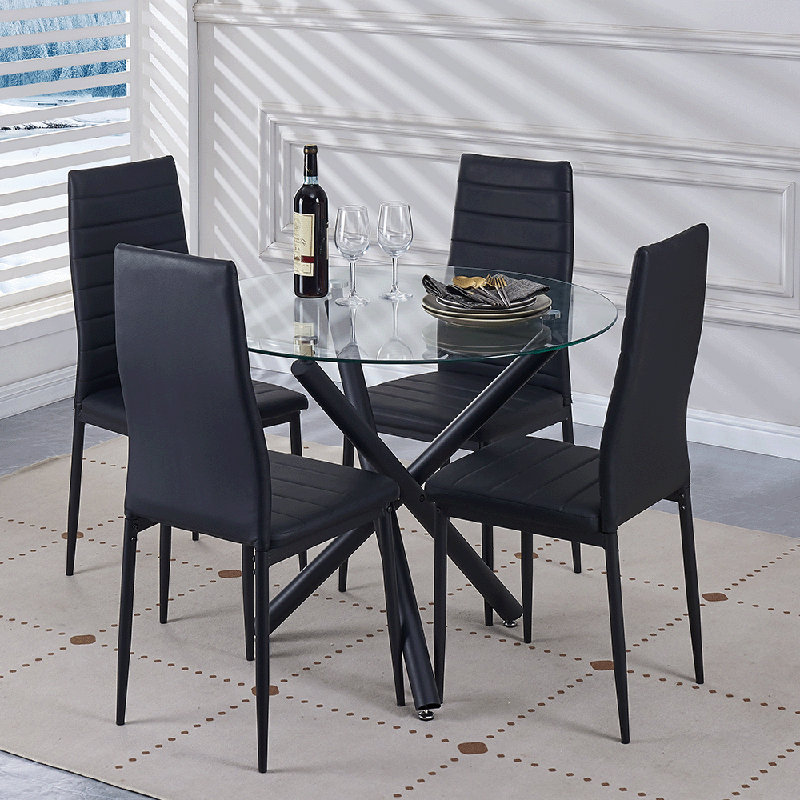 Supat Round Dining Table with Iron Base, Black