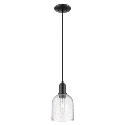 Arcadia - Berbor - 1 Light 6" Cord Hung Mini Pendant - Matte Black Finish - Seedy Shade