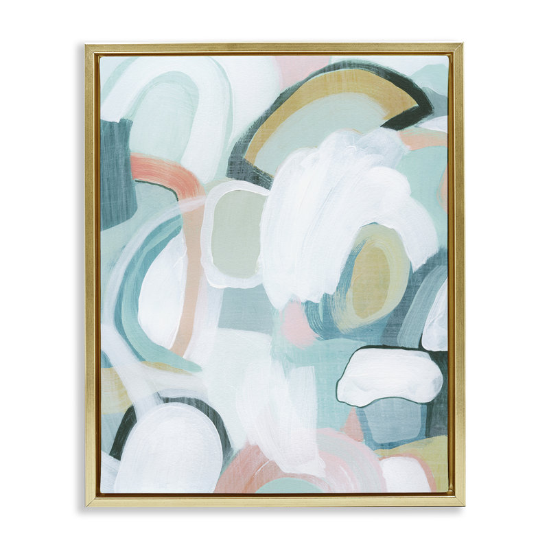  "Pastel Arched Forms", art mural encadré flottant par Grace Popp, H 21 po x l 17 po, Cadre flottant métallique doré