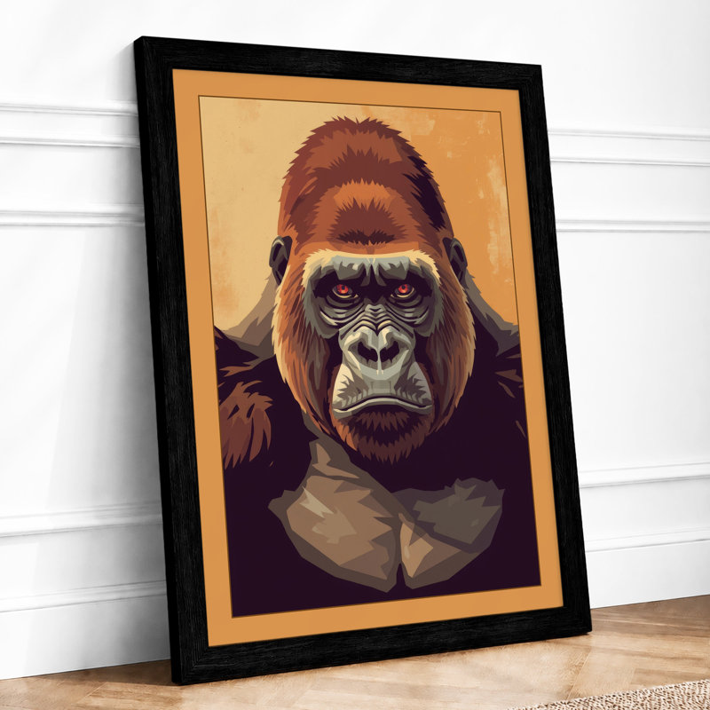 Gorilla's Gaze Modern - Framed Print, Black, A3 - 42.0 x 29.7 cm