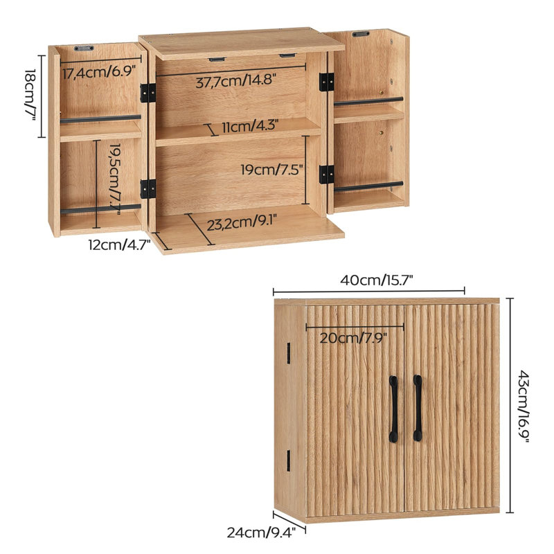 Armoire de rangement murale à double porte à rainure verticale, armoire à pharmacie multifonctionnelle pour salle de bain, cuisine et buanderie