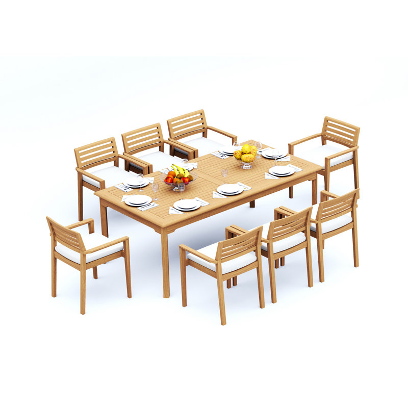 Ensemble de table rectangulaire d'extérieur 9 pièces L 83 po Bechtel