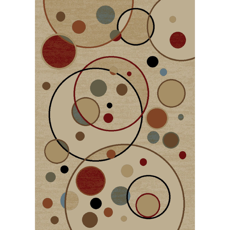 Tapis ivoire / rouge / bleu à tissage plat Centerview, Rectangle 7 pi 10 po x 9 pi 10 po