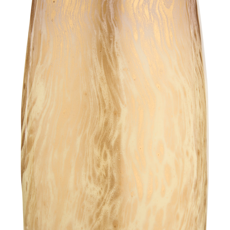 Handmade Metal Table Vase, Gold/White, 17.5" H x 6" W x 6" D