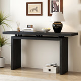 U_STYLE Modern Ash Veneer Console Table - Sleek Black MDF Entryway Table With Unique Tabletop Design, Space-Saving Hallway Or Living Room Accent Piece