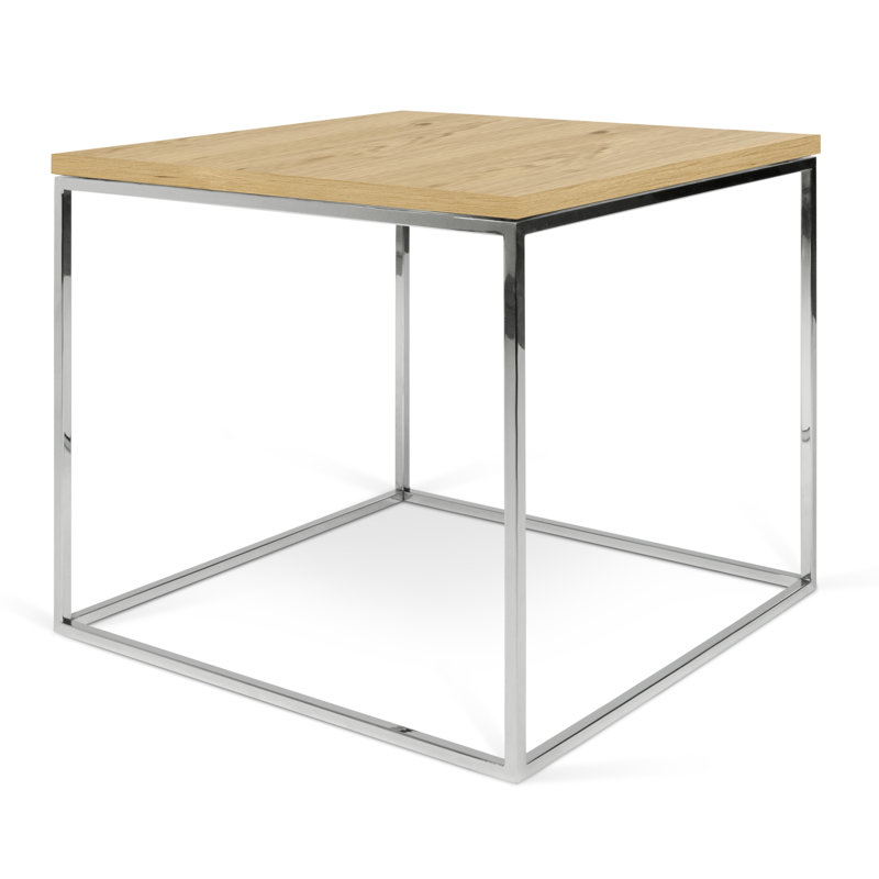 Linkous Frame End Table, Chrome, Oak