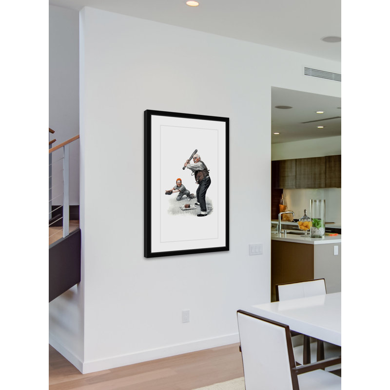 «Gramps At The Plate» par Norman Rockwell, reproduction d'art encadrée, H 36 po x l 24 po x P 1,5 po