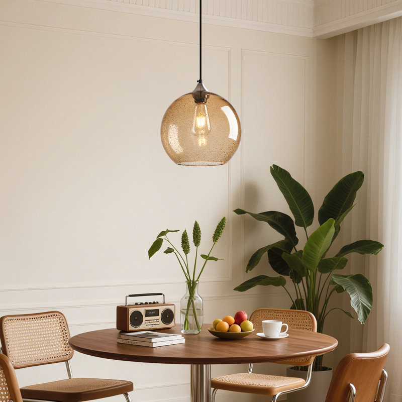 Aarunya 1 - Light Single Pendant Kitchen Island Lighting Globe Pendant Light Fixtures Modern Pendant Lighting, Coffee