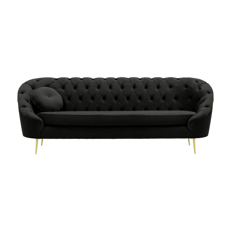 Avianah 3 Seater Velvet Sofa, Black