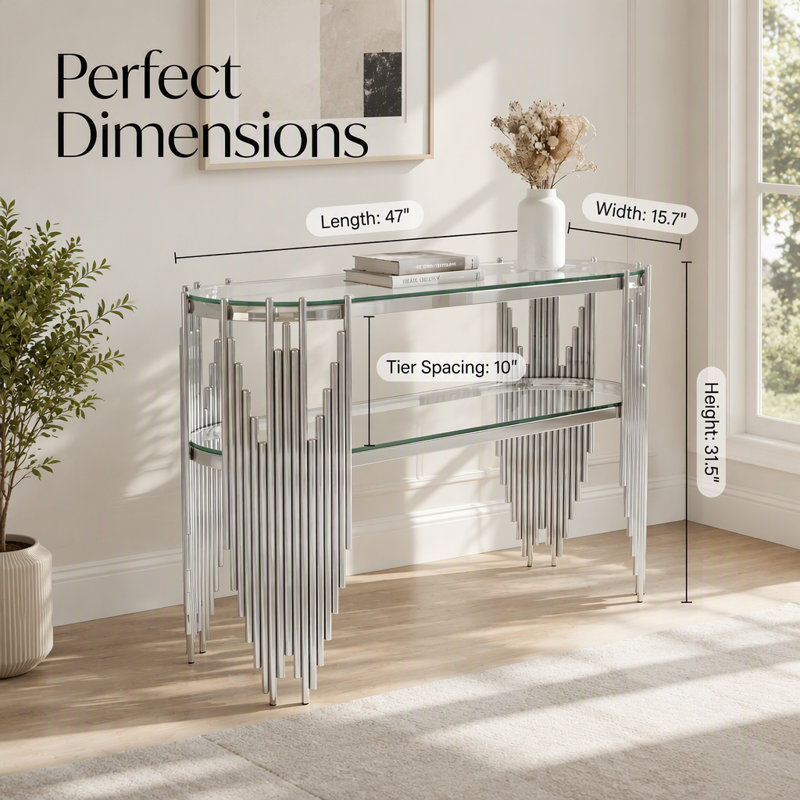 Console d'entrée avec tablette, Transparent / argent + transparent, Clear, Silver+Clear