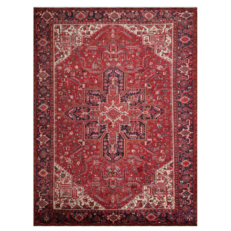 Tapis de zone en laine 9 pi x 13 pi noué la à la main one-of-kind-heriz Annies