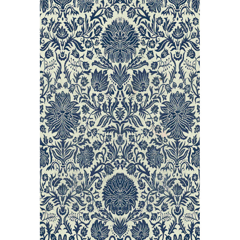 Tapisserie baroque en bleu marine I, H 18 po x l 12 po