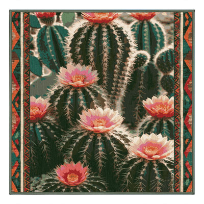Washable Barrel Cactus Southwestern Area Rug