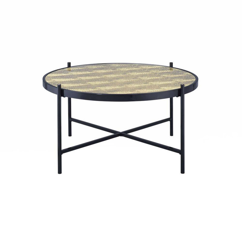 Table basse ronde avec tube en métal