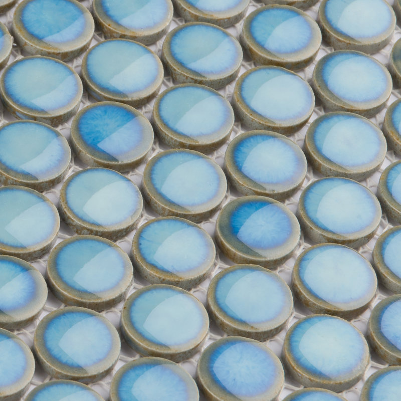 Hudson Penny Round .80" x .80" Porcelain Penny Round Mosaic Wall & Floor Tile, Marine
