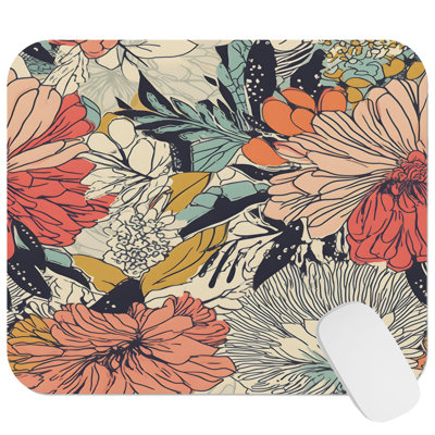 Floral Flowers Floral Pattern III Modern Gaming Cute Office Laptop Desk Pad Gift Mat Square Rectangle Non-Slip Mousepad