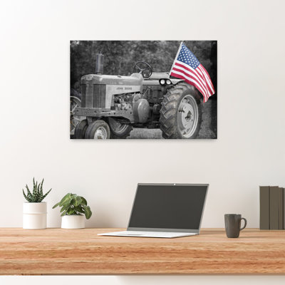 Tractor With American Flag Abstract Contemporary Summer Landscape Art